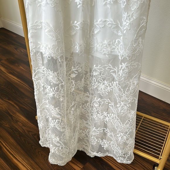 Ankle length white floral sheer dress - Picture 5 of 8